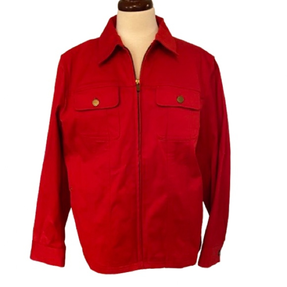 Jones New York Signature Women's Red Jacket Size 1X Cotton Spandex Layering EUC
